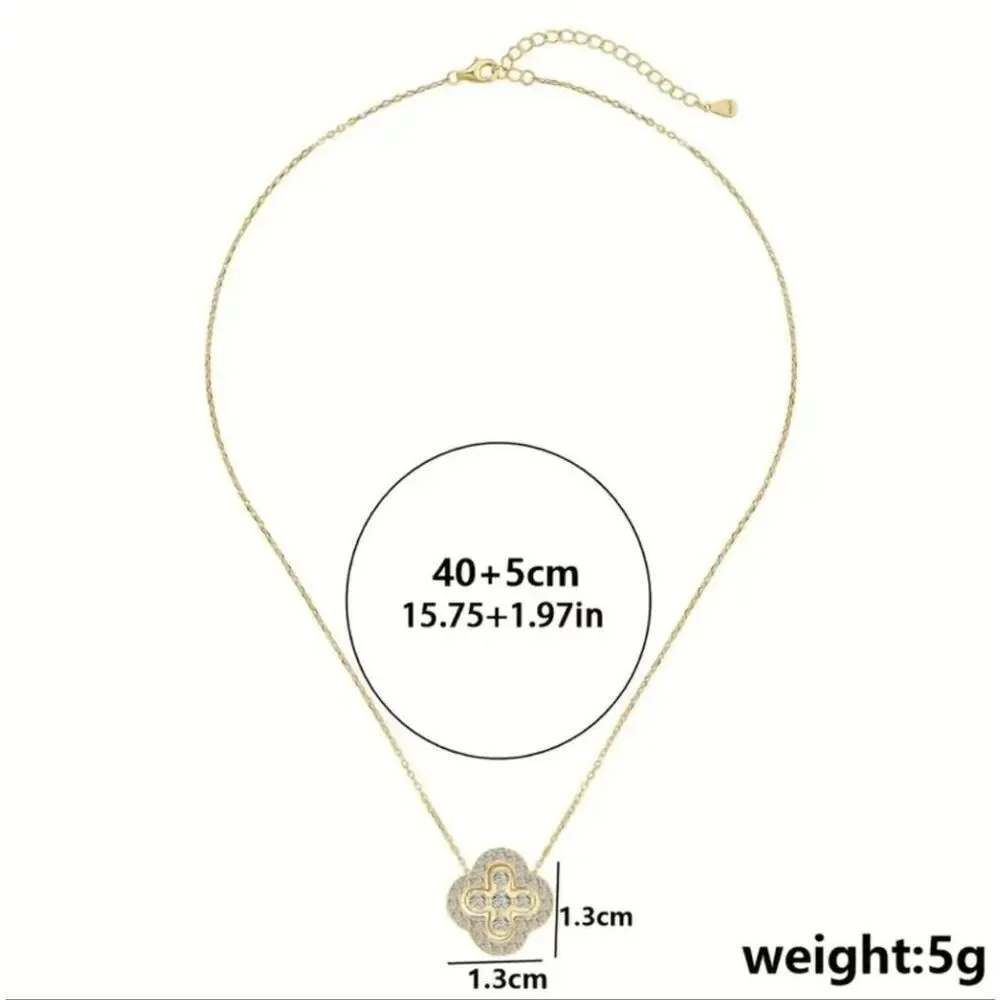 18k Gold Plated Diamond Clover Necklace
